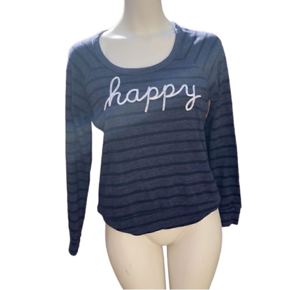 Sundry Happy  Blue Long Sleeve Striped sweater size small